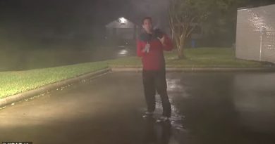 Justin Horne, a meteorologist for San Antonio-based KSAT-TV, was reporting live late on Wednesday from Orange, Texas, a coastal town near the border with Louisiana just before Hurricane Laura made landfall