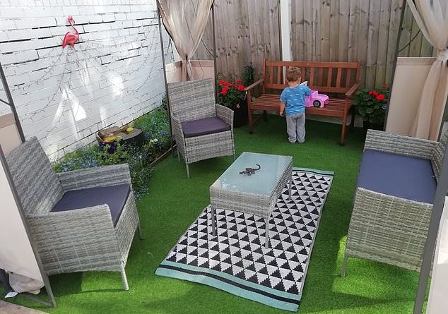 Kelly Jones, a mother-of-three and school lunchtime assistant, from Oldham, moved into a new house and was horrified with the mess in the garden she inherited. Kelly and her kids set to work on tidying the garden, planting new bulbs and accessorising with garden items from budget brands including B&M, Poundland, Tesco and Aldi