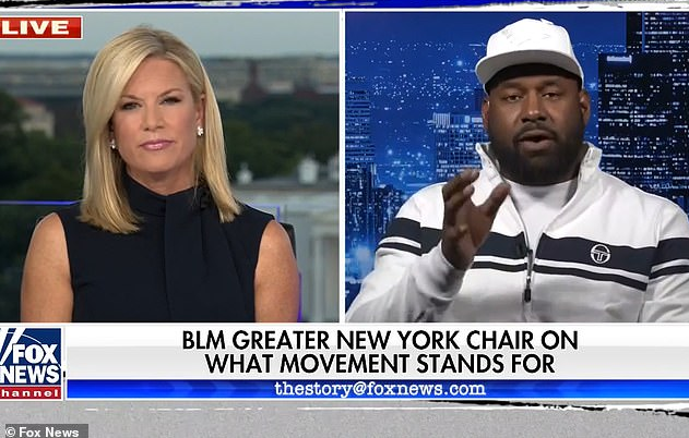 New York BLM leader Hawk Newsome defends looters while comparing the US to 'terrorists' during heated exchange with Fox News anchor Martha MacCallum