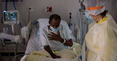 Roughly 25% of all American deaths from coronavirus have been among blacks despite this group making up just 13% of the US population. Pictured: A healthcare worker tends to a patient in the COVID Unit at United Memorial Medical Center in Houston, Texas, July 2