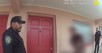 Five officers from the Daytona Beach Police Department and Holly Hills Police Department dispatched to an apartment complex in Daytona Beach, Florida, on Saturday