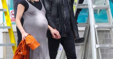 Heavily pregnant Sophie Cookson looked a world away from the character as she stepped out with her boyfriend Stephen Campbell Moore