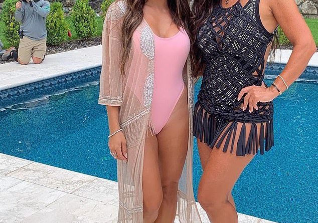 Side by side: Teresa Giudice and Melissa Gorga showed off their swimsuit bodies by the pool on Instagram this Thursday