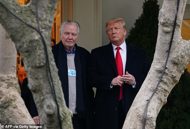 Actor Jon Voight (pictured left with Donald Trump) opened the first night of the Republican National Convention by narrating an video montage of patriotic and pro-Trump clips
