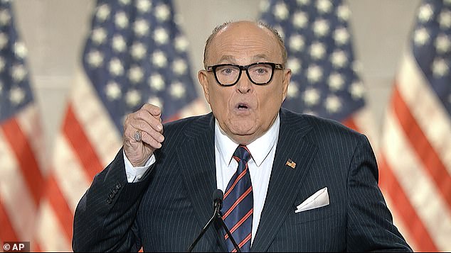 In this image from video, former New York City Mayor Rudy Giuliani, personal attorney to President Donald Trump speaks from New York, during the fourth night of the Republican National Convention on Thursday, Aug. 27, 2020