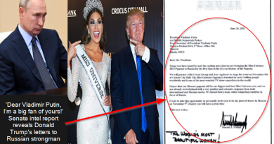 Senate intel report reveals Donald Trump's letters to Russian strongman praising him and begging him to come to Miss Universe - and how Ivanka sat behind his desk