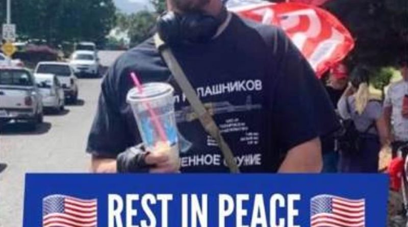 Joey Gibson, founder and leader of Patriot Prayer, paid tribute to Bishop, pictured, writing: