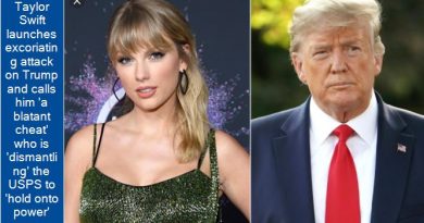 Taylor Swift launches excoriating attack on Trump and calls him 'a blatant cheat' who is 'dismantling' the USPS to 'hold onto power'