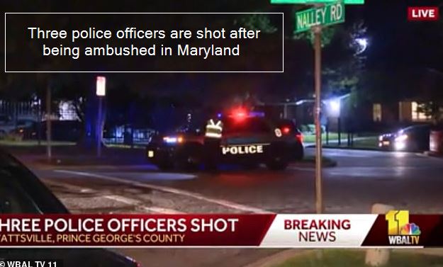 Three police officers are shot after being ambushed in Maryland 
