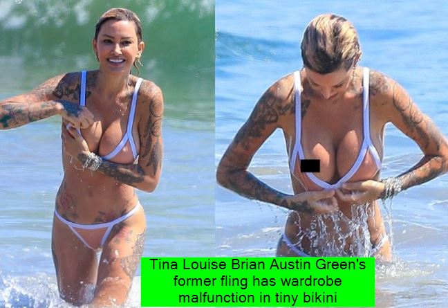 Tina Louise Brian Austin Green's former fling has wardrobe malfunction in tiny bikini