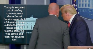 Trump is escorted out of briefing room moments after a Secret Service agent shot a 51-year-old man outside the White House after he told the officer he was armed and then 'ran towards him'