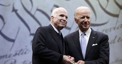 100 ex-staffers of the late Republican Sen. John McCain (left) endorsed Democrat Joe Biden (right) in the run-up to President Donald Trump accepting his party