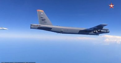 Video released by the Russian Ministry of Defense shows an American B-52 bomber being intercepted over the Black Sea on Friday morning