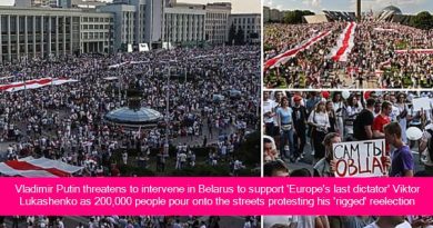 Vladimir Putin threatens to intervene in Belarus to support 'Europe's last dictator' Viktor Lukashenko as 200,000 people pour onto the streets protesting his 'rigged' reelection