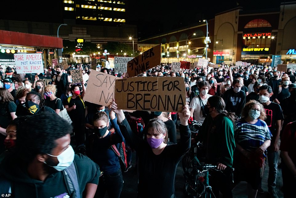 NEW YORK: Protesters gather in front of the Barclays Center in Brooklyn on Wednesday night