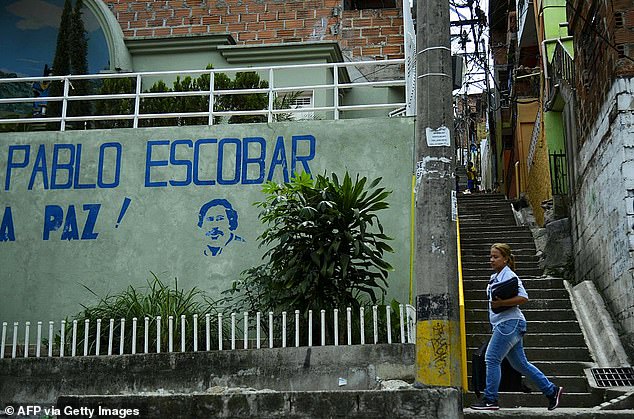 Escobar, who died in a shootout with police in 1993, was said to be the seventh richest person in the world at the peak of his powers. Pictured: the Pablo Escobar neighbourhood in Medellin