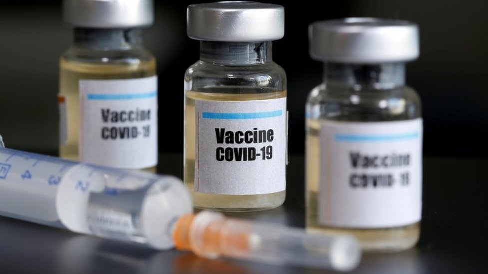 Covid-19 vaccine vials.