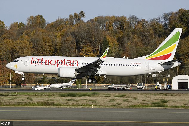 Boeing was criticised in a House committee report after two crashes in 2018 and 2019 (pictured, the very jet which crashed in Ethiopia in March last year)