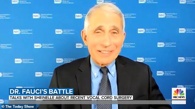 After surgery to remove a benign polyp from his vocal cord, Dr Anthony Fauci
