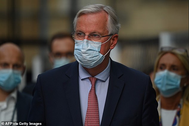 Michel Barnier, pictured in London yesterday, has hinted the EU could ban UK food exports into the bloc if the two sides fail to strike a trade deal