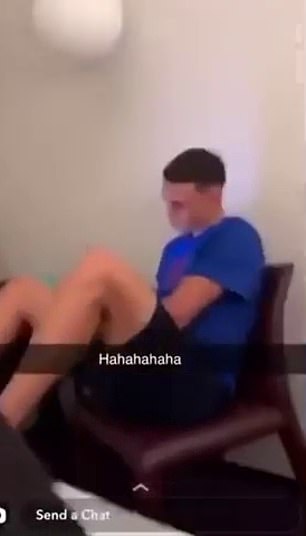 A Snapchat clip released by DV appears to show Phil Foden (pictured) and Mason Greenwood in a hotel room with female company
