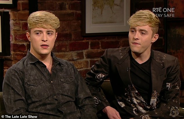 Heartbreak: Jedward twins, John and Edward Grimes, 28, revealed on Saturday how they played Fleetwood Mac and held their mother's hand in her final days following a five-year cancer battle