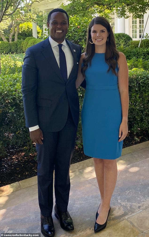 Kentucky's black Attorney General Daniel Cameron who was hailed a 'star' by Donald Trump for his handling of the Breonna Taylor investigation had his mentor Mitch McConnell as a guest at his wedding to Makenze Evans in Louisville last month