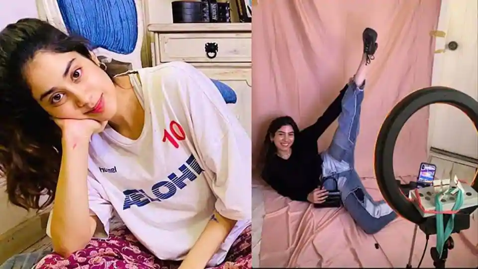 Janhvi Kapoor has shared a picture of her temporary work setup at home.