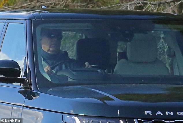Prince Andrew was pictured driving his Range Rover ten miles from Balmoral today as he visited his mother at her summer residence