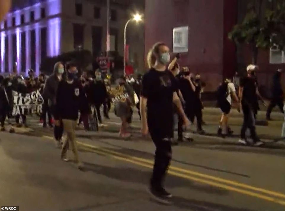 Around 200 people took to the streets of Rochester on Wednesday night, police said