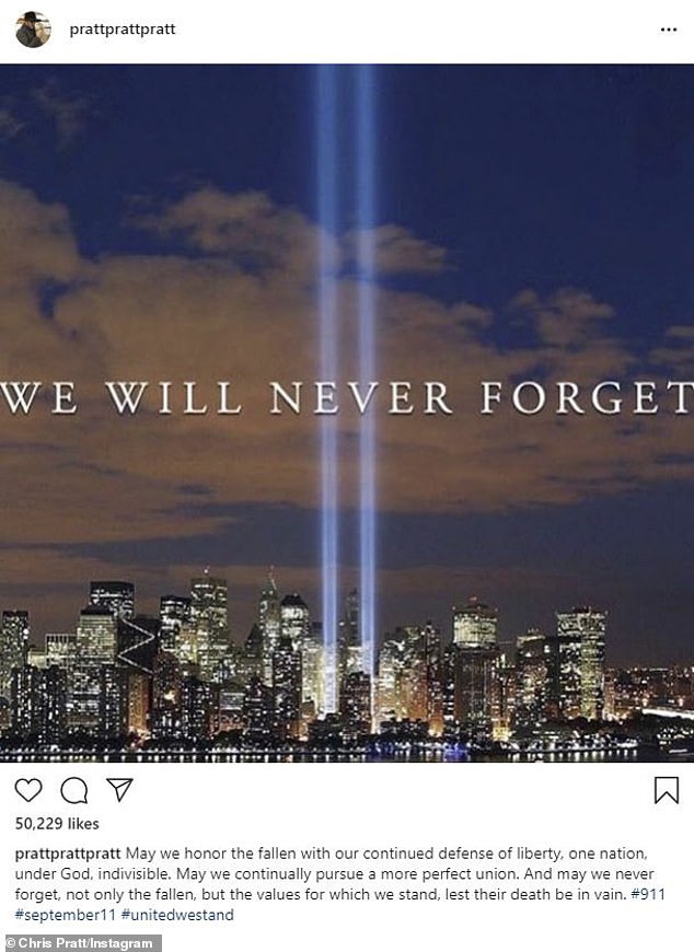 Reese Witherspoon and Chris Pratt lead 9/11 tributes on social media
