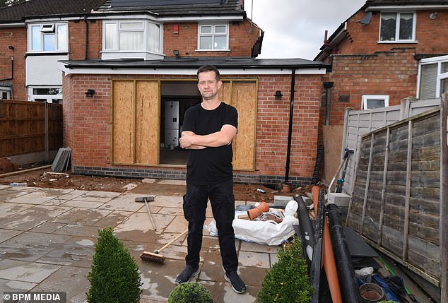 Terry Bodley, 74, was hired by Adam Lewis, 46, (pictured) to carry out the extension at his home in Billesley, Birmingham