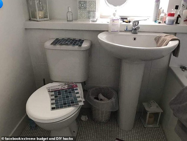 Lisa Dawn, from the UK, took to Facebook group Extreme Budget DIY & Life Hacks, to share her lockdown project - which she completed by herself (pictured before, her dull and boring bathroom)