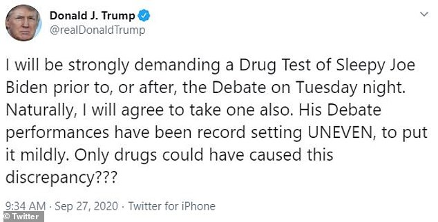Trump demands Biden take drug test before debate as poll shows him 10 points ahead of the president