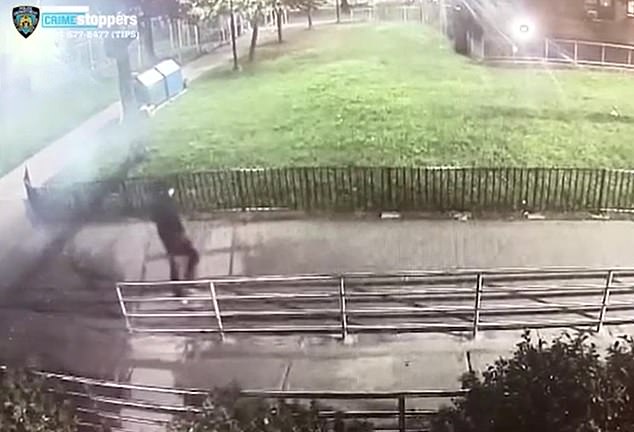 The NYPD has released video showing gunmen walking up to the Van Dyke Houses in Brownsville early Thursday with guns drawn