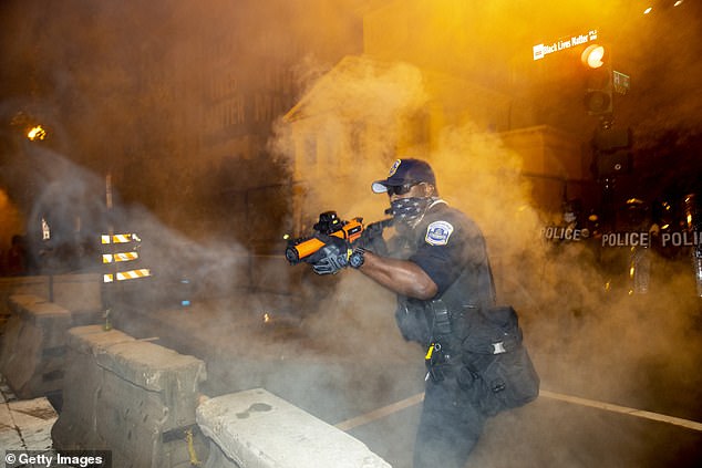 Police in Washington DC on Saturday night used tear gas to disperse the crowds of rioters