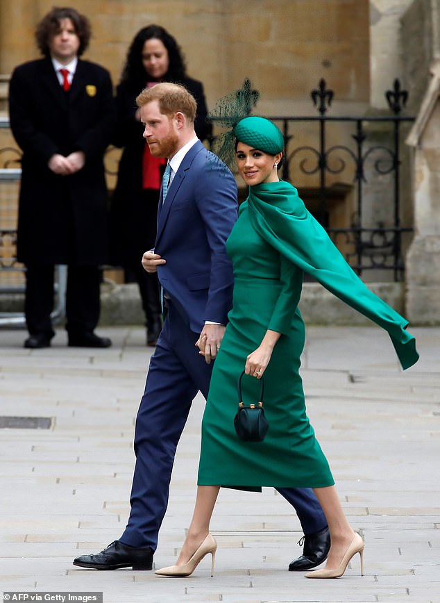 Ms Steward went on to claim the Duke of Edinburgh doesn't wish to get involved anymore since Prince Harry and Meghan officially stepped back from the Royal Family in March this year (pictured at their final engagement in London)