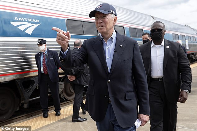 Joe Biden, photographed Wednesday during his Ohio and Pennsylvania Amtrak tour, also got people to register to vote, his campaign said Tuesday night