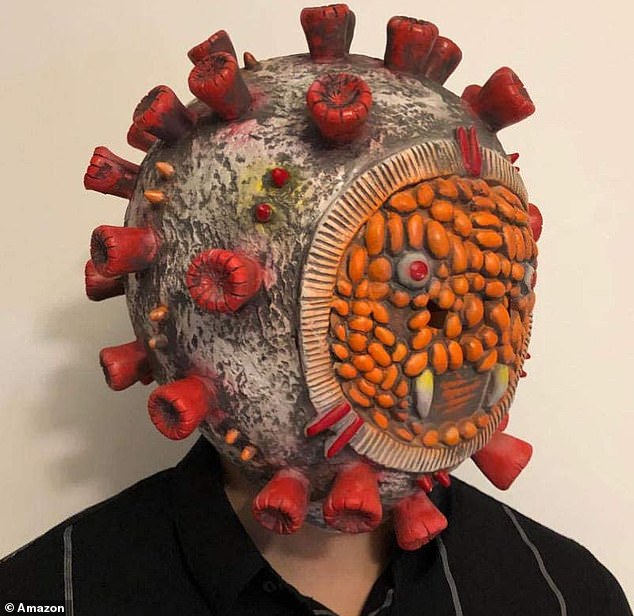 The WWJJTT Halloween coronavirus mask claims to be made of 'natural nontoxic material, environmentally friendly, nontoxic and beautifully painted'