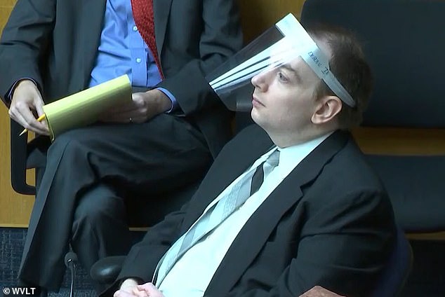 Guy Jr is pictured in Knoxville court listening to testimony on Day 3 of his murder trial