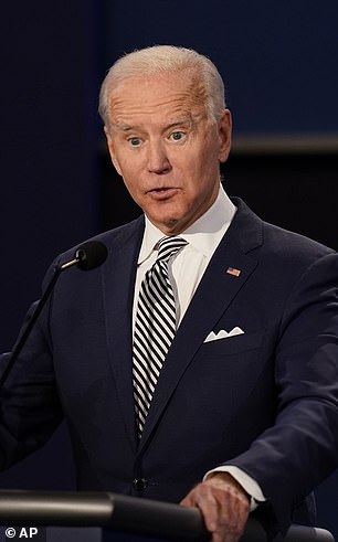 Joe Biden pictured at Tuesday's presidential debate
