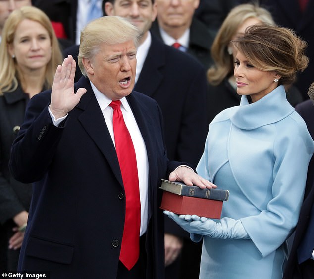 Confident: Melania, pictured at President Donald Trump's inauguration in 2017, said she knew that 'if and when he ran, he would win'
