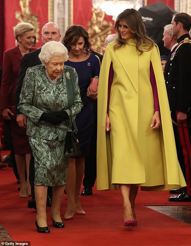 Making history: Melania, pictured with Queen Elizabeth II in December, is the first First Lady to be a naturalized citizen as well as the first whose native language is not English