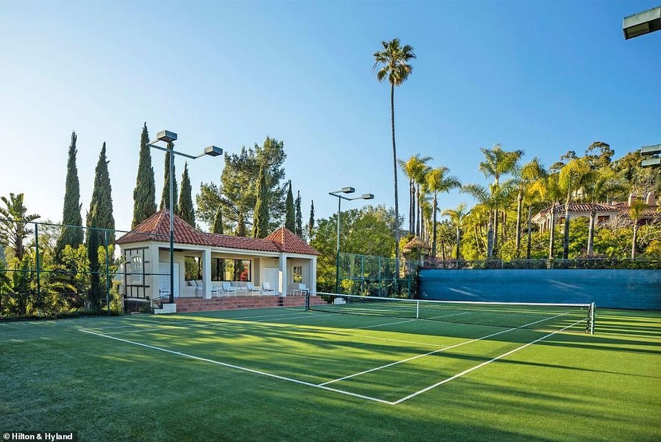 Tennis, anyone?: Other amenities include 'multiple al fresco dining and entertaining areas, and a lighted tennis court with viewing pavilion,' according to Variety