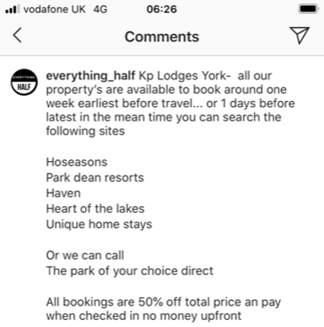 Companies listed on everything_half included Hoseasons, Parkdean Resorts, Haven, Heart of the Lakes and Unique Homestays