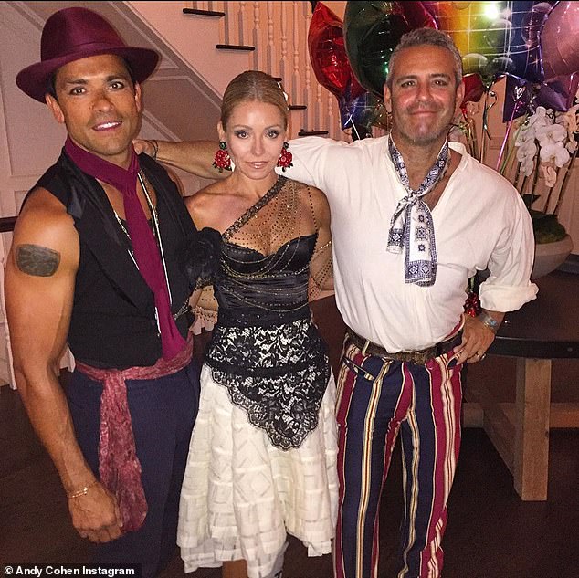 Spooky season: The Watch What Happens Live host shared a few throwback photos with Ripa, including a shot from Halloween where the group dressed up as pirates