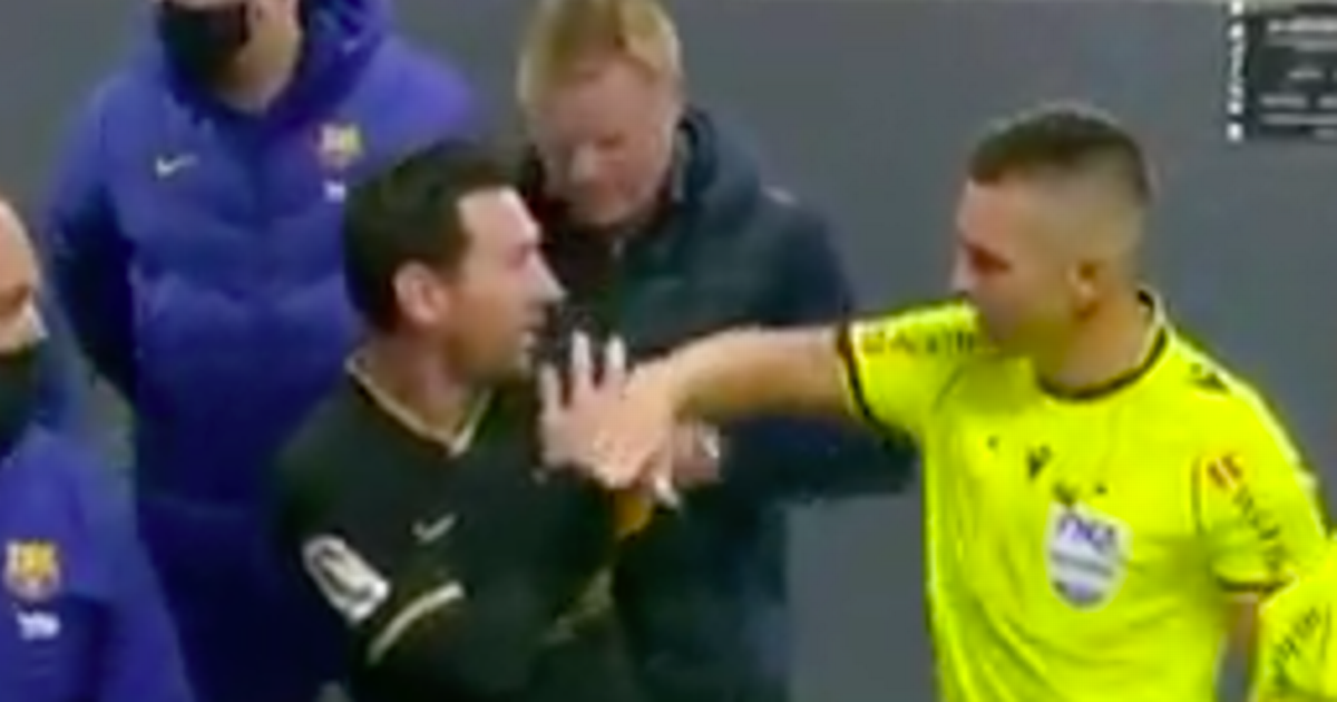 Lionel Messi caught on camera clashing with referee in tunnel after red card