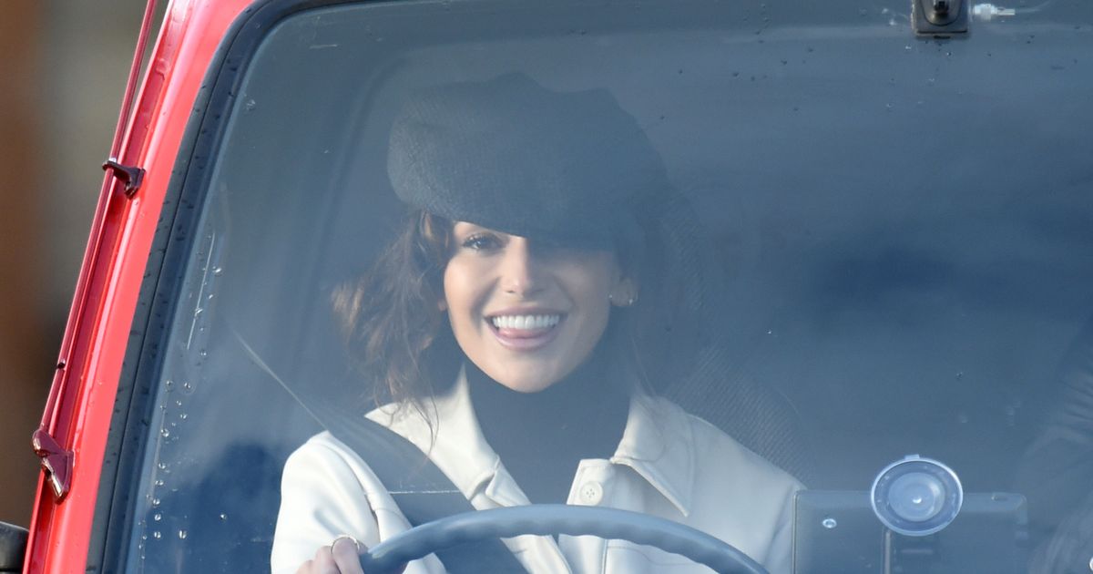 Michelle Keegan is all smiles as she returns to filming Brassic in a face mask