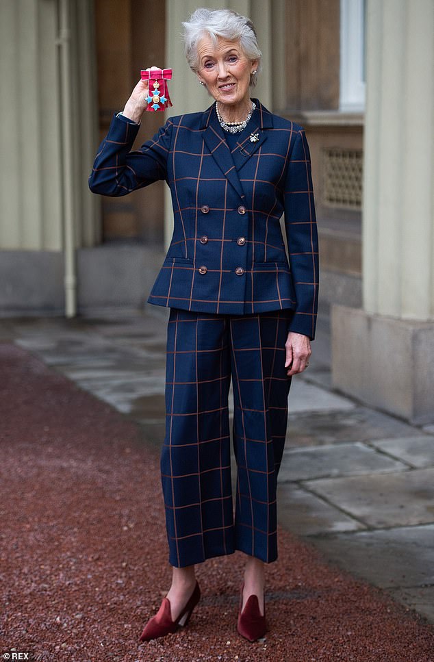 Joanna had a close friendship with French classical musician Jason Kouchak, 23 years her junior, after her second divorce. Pictured: Joanna receiving her CBE in 2019