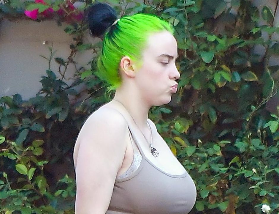 The unusual image of Billie Eilish in a tight nude blouse | The NY Journal